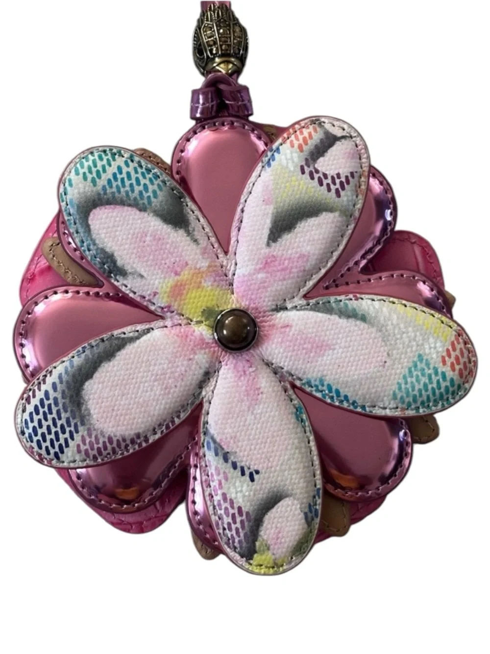 Kurt Geiger London Pink Comb Flower Charm NWT